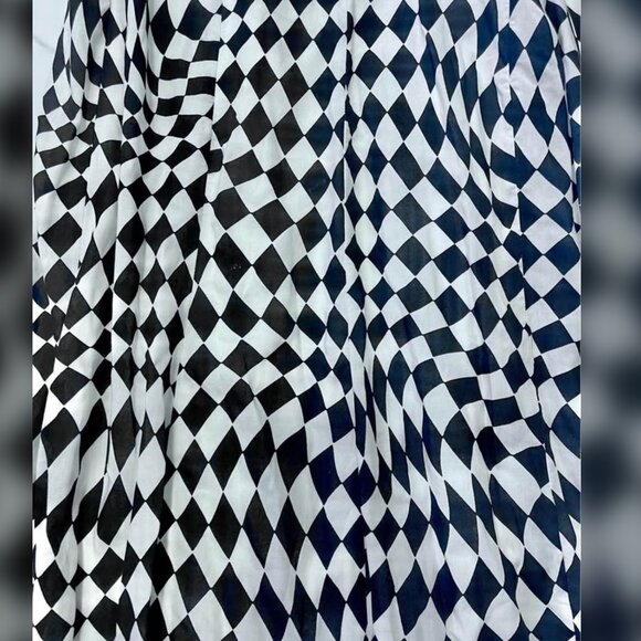 Versona Black White Checkered Palazzo Super Wide Leg Pull On Pants Women size S - Picture 4 of 5